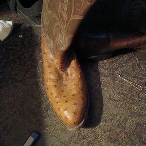 Brown Ostrich Texture Cowboy Boots